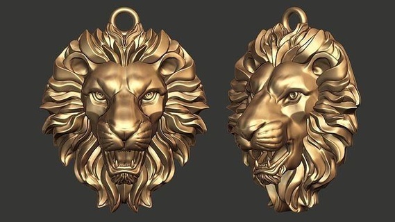 león cabeza colgante pendiente 3d impresión modelo joyería joya oro plata imprimible Tigre animal escultura Arte colgantes 3d print model - Mito3D