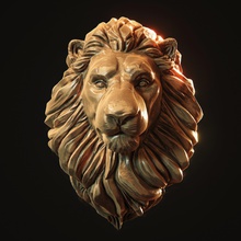 leone testa pendente 3d stampa modello bas sollievo design decorazione gioielleria scultura monumento animale gatto arte squillare oro platino ciondoli scarica 3d print model - Mito3D