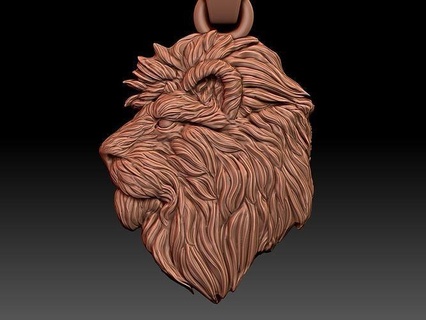 Lion tête pendentif sculpture bijoux or Collier sterling statue bijou imprimable argent mode beauté impression platine pendentifs 3d print model - Mito3D