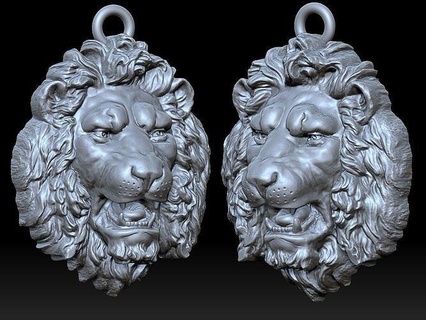 lion head pendant sculpture jewelry gold necklace art anatomy silver printable husky fashion manring platinum sterling beauty animal pendants 3d print model - Mito3D