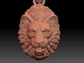 lion head pendant sculpture jewelry gold necklace art anatomy silver printable husky fashion manring platinum sterling beauty animal pendants 3d print model - Mito3D