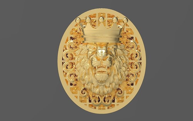 leão cabeça prato joalheria ouro brinco brincos anel colar pingente pulseira 3D print model - Mito3D