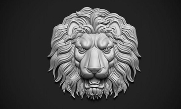 lion head relief wild animal beast roar flat circular bas 2d cad coin angry tiger sculpture 3d model art coins badges 3d print model - Mito3D