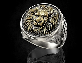 Lion tête bague 3d imprimable stl bijoux anneaux or argent platine sterling gemme mode Hommes soulagé Leo animal bête 3d print model - Mito3D