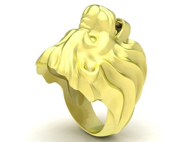 leão cabeça anel homens 3872 joalheria moda acessórios ouro diamante homem Projeto argolas 3D print model - Mito3D