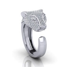 león cabeza anillo joya compromiso Boda joyería diamante plata oro enganchar Moda libra esterlina blanco brillante zafiro 3d print model - Mito3D