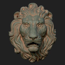 lion head sculpture 3dmodel 3dprint 3dprinting art animal mold cnc printing milling statue jewellery medallion pendant relief sculptures hunting trophy 3d print model - Mito3D