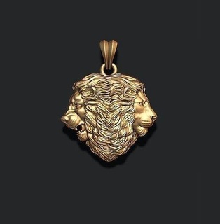 Lion têtes pendentif bijoux or diamant imprimable argent bijou nature zbrush stl Hommes goujat Masculin bague colère puma panthère pantere tigre pendentifs 3d print model - Mito3D