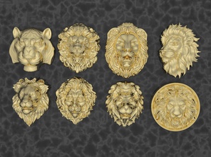 cabezas de león los leones cabeza la joyería oro plata joya el platino escultura imprimible pandant zodiak naturaleza colgantes alivio art hermoso diseño estatua otros 3d print model - Mito3D