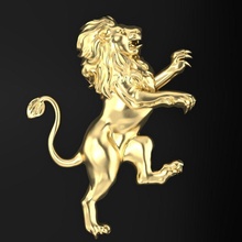 lion heraldic jewelry printable pendant gold beast wild silver stl 3ds obj print jewellery creature pendants 3d print model - Mito3D