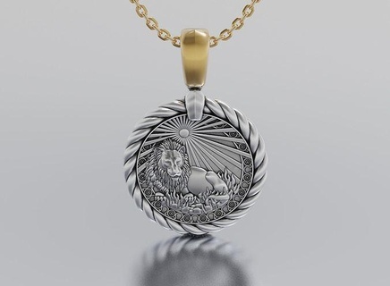 lion horoscope pendant jewelry shining platinum luxury necklace chrome rope art luster silver gem diamond ring gold brilliant sterling pendants 3d print model - Mito3D
