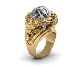 lion jewelry ring logo rings jewelry pendants print design monument art gold platinum download silver dragon caiters diamond jewel modern lion diamond ring 3d print model - Mito3D