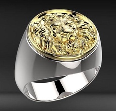 leão joalheria anel ouro riqueza precioso prata esterlina argolas 3d print model - Mito3D