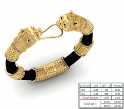 Lion kada bracelete isolé bracelet bijoux argent brillant art pièces monnaie badges 3d print model - Mito3D