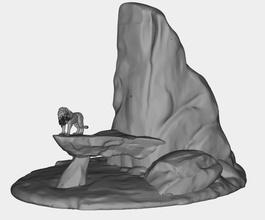 leone re orgoglio roccia mufasa statua arte calcolo scultura illustrazione sculture 3d print model - Mito3D