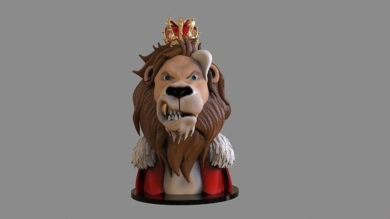 Lion Roi buste sculpture drôle animal art statue compagnie Lions sculptures 3d print model - Mito3D