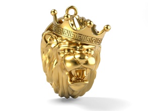 león rey corona colgante pendiente oro joyería joya imprimible zbrush personaje esculpir escultura prototipos colgantes 3d print model - Mito3D