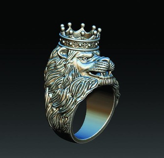 león Rey anillo zbrush 3d Arte joyería joya estatua plata oro modelo hombres 3dmodel imprimible anillos 3d print model - Mito3D
