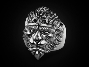 lion roi bague tête bijoux impression 3dprinted imprimable anneaux conception bijou d'or or prototypage argent motard noircissement texture 3d print model - Mito3D