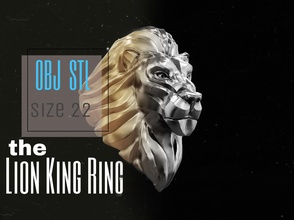 lion king ring jewellery gold silver animals print 3d 3danimal rhino zbrush jewelry rings free head pendant cat relief art sculpture 3d print model - Mito3D