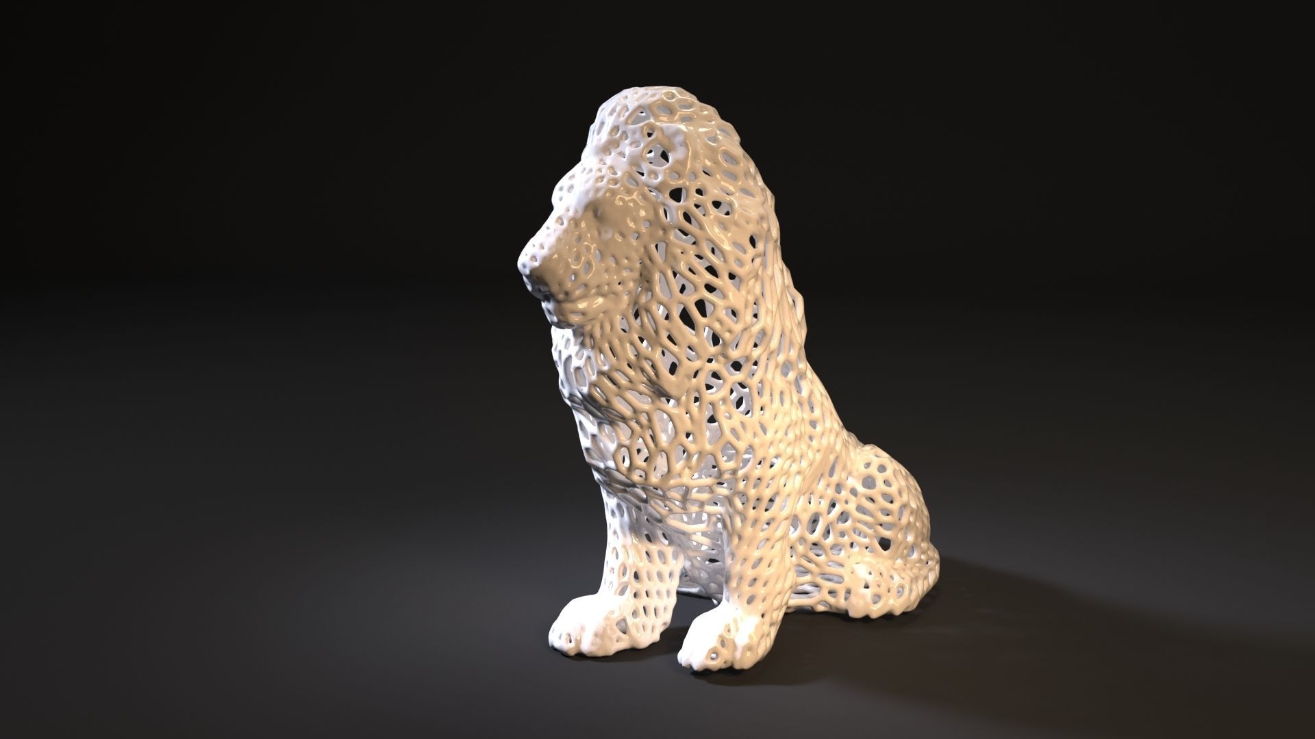 lion king voronoi 3d print shepherd mathematical art animals statuette decor sculpture printable sculptures 3D print model - Mito3D