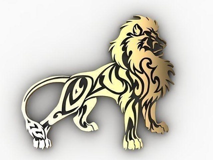 Lion logo art rétro sculptures panneaux logos 3d print model - Mito3D