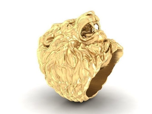 lion lord of animal ring 522 jewelry fashion accessories gold diamond man men design rings 3d print model - Mito3D