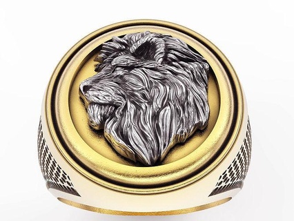 lion man ring gold jewelry printable 3d model silver sterling sculpture statue animal tiger kitty fashion beauty engagement kitten zbrush rings 3d print model - Mito3D