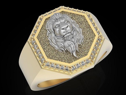 lion man ring sculpture jewelry gold fashion silver men manring printable platinum sterling beauty wedding animal necklace pendants gem brilliant rings 3d print model - Mito3D