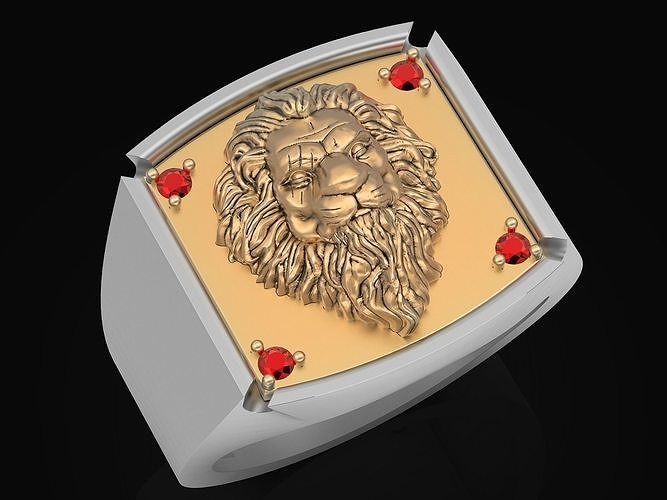 lion man ring sculpture jewelry gold silver printable sterling fashion beauty rings jewellery jewel design shining precious luxury statue 3D print model - Mito3D