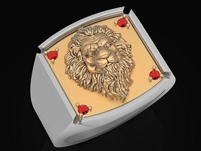 Löwe Ring Skulptur Schmuck Gold Silber druckbar Sterling Mode Schönheit Ringe Juwel Design leuchtenden wertvoll Luxus Statue 3d print model - Mito3D