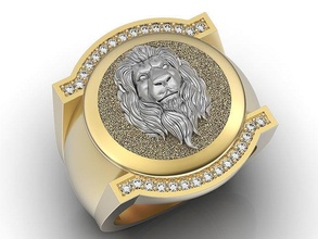 lion man ring sculpture jewelry gold silver fashion men manring printable platinum sterling beauty wedding animal necklace pendants eagle gem rings 3d print model - Mito3D