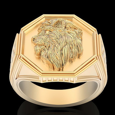 león hombre anillo plata oro imprimible joyería joya símbolo 3d modelo diseño tendencia moda estatua fantasia escultura anillos rolex 3d print model - Mito3D