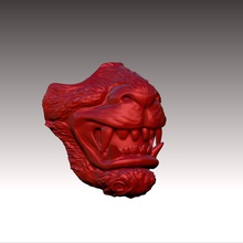 leão mas metade do rosto de fantasia máscara escultura a arte ilustração cabeça estátua ornamento histórico clássico decoração anatomia esculturas ciência científicos química criatura 3d print model - Mito3D