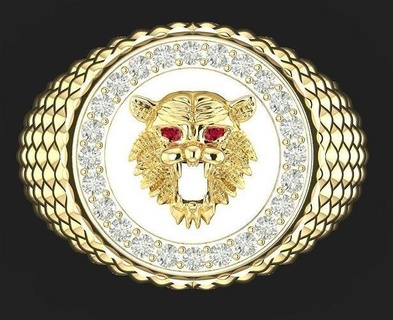 Lion Hommes bague 1 diamant or argent bracelet bijou bijoux boucle d'oreille luxe conception imprimable pendentif anneaux 3d print model - Mito3D