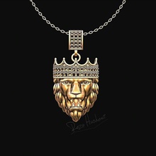 aslan nacklace takı gem platin sanat kolye Gümüş yazdırılabilir Kral mücevher lionking moda yüzük parlak güzellik altın erkekler Safir elmas 3d print model - Mito3D