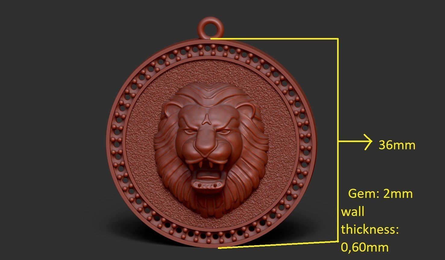 lion necklace silver gold diamond jewel jewelry necklaces 3D print model - Mito3D
