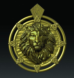 Leone collana leone gioielleria animale oro argento stampabile scultura arte gioiello collane zbrush 3d 3dmodelleme oggetto pendente 3d print model - Mito3D