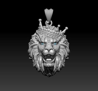 aslan kolye taç göz mücevher altın elmas yazdırılabilir gümüş doğa zbrush erkekler cad erkek takı buzlu korona Korona 3d print model - Mito3D