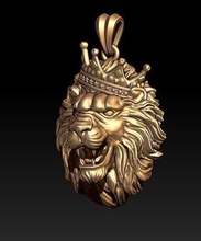 leão colar pingente jóias ouro pedra jóia natureza zbrush obj stl 3dm rinoceronte roupa alto coroa masculino joalheria tigre pingentes 3d print model - Mito3D