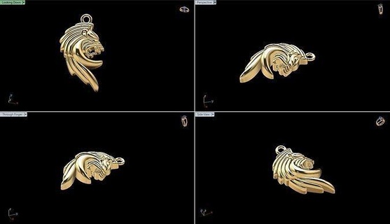 lion pandent gold jewelry silver printable diamond jewellery engagement brilliant necklace pendants 3d print model - Mito3D