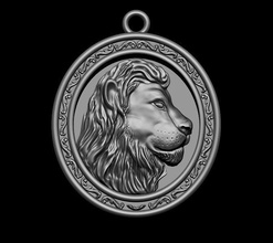 lion pendant art bas relief print design decoration jewelry sculpture animal gold platinum pendants download 3d print model - Mito3D