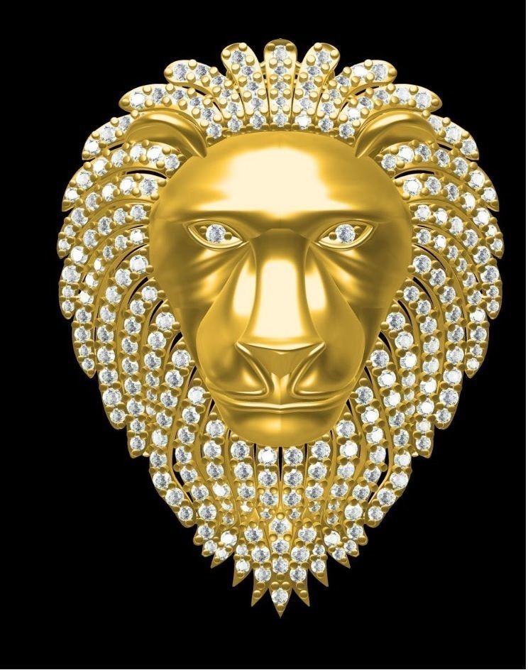 leão pingente lionpendant ouro de prata a arte printable branco diamante jóias pingentes 3D print model - Mito3D