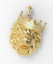 Lion pendentif couronne ensemble diamants Taille bijoux luxe or diamant bague précieux sculpture argent pendentifs 3d print model - Mito3D