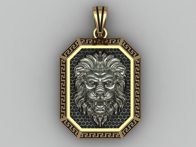 lion pendant gold silver lionpendant jewel jewellery animal printable relief zbrush art artistic head neclaces tiger 3d leon lionfacependant pendants jewelry 3D print model - Mito3D