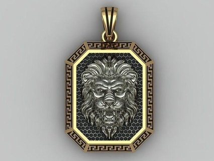 lion pendant gold silver lionpendant jewel jewellery animal printable relief zbrush art artistic head neclaces tiger 3d leon lionfacependant pendants jewelry 3d print model - Mito3D