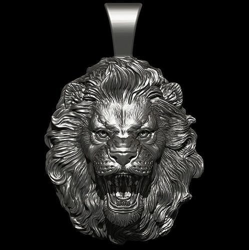 lion pendant bas relief print design decoration jewelry sculpture monument animal cat art ring gold platinum pendants download 3d silver 3D print model - Mito3D