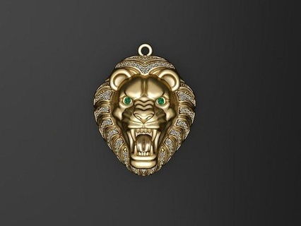 Leone pendente gioielleria oro argento stampabile design 3dprinter scultura ciondoli 3d print model - Mito3D