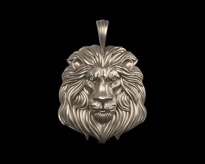 lion pendant jewelry animal gold silver printable art cat sculpture pendants wild necklace 3d print model - Mito3D