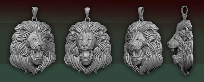 lion pendant lion jewelry gold animal tiger printable pendant sculpture wild zoo africa art necklace zbrush jewel animals lion safari silver cat pendants  3d print model - Mito3D